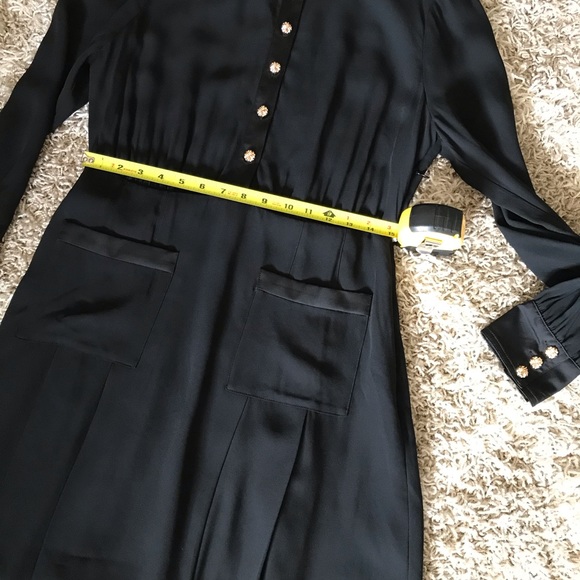 J. Crew Black Shirt Midi Dress Pleated Skirt Glass Buttons - Picture 6 of 13